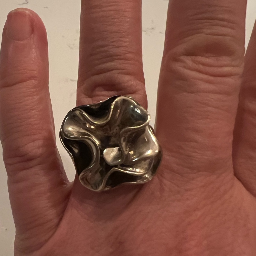 Vintage Designer Silpada Modernist Flower Sterling Silver Ring - Size 8 - Picture 5 of 5